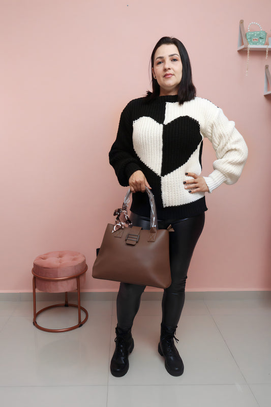 Blusa Tricot Coração