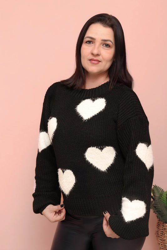 Blusa Tricot Coração